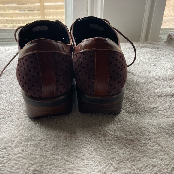 Naot Buran NWOT size 39 burgundy suede / toffee brown leather Oxford shoes - Picture 3 of 6